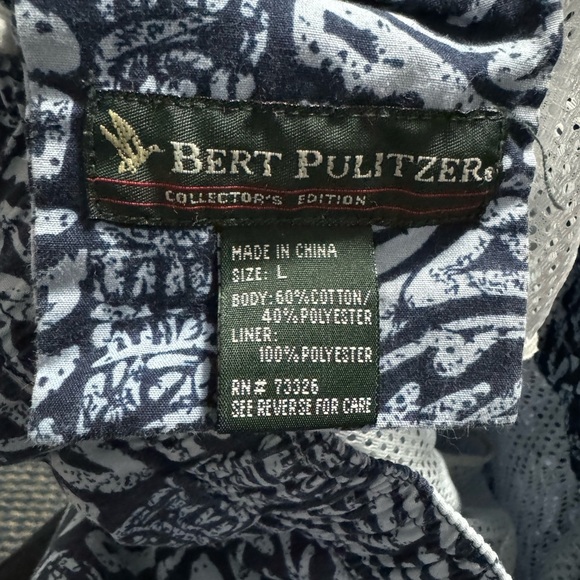 Burt Pulitzer Collector’s Edition Swim Trunks in a Blue Batik Print. Size L. EUC - Picture 2 of 3